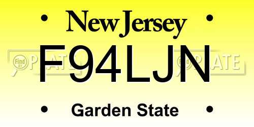F94LJN New Jersey License Plate