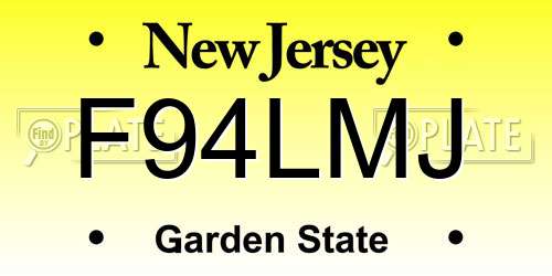 F94LMJ New Jersey License Plate
