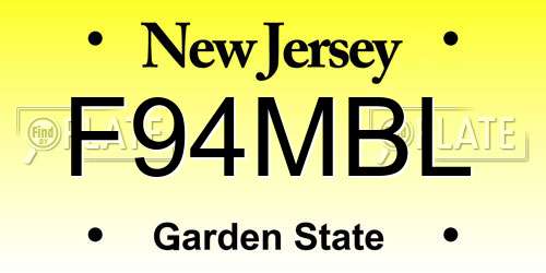 F94MBL New Jersey License Plate