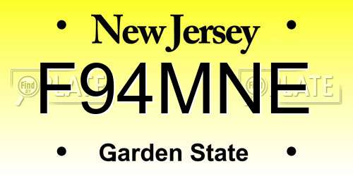 F94MNE New Jersey License Plate