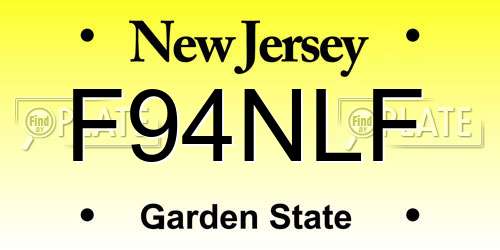 F94NLF New Jersey License Plate