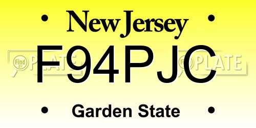 F94PJC New Jersey License Plate