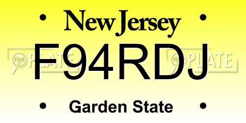F94RDJ New Jersey License Plate