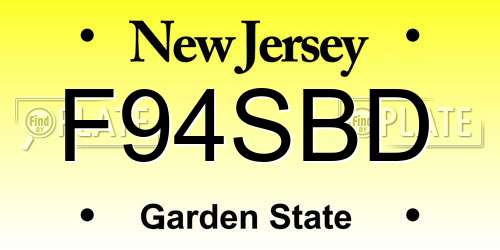F94SBD New Jersey License Plate