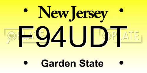 F94UDT New Jersey License Plate
