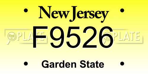 F9526 New Jersey License Plate