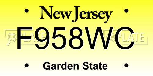 F958WC New Jersey License Plate