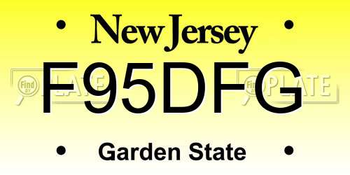 F95DFG New Jersey License Plate