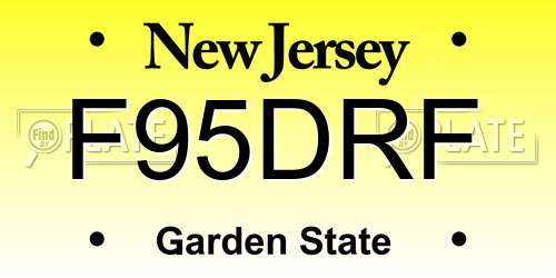 F95DRF New Jersey License Plate