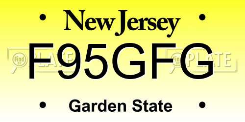 F95GFG New Jersey License Plate