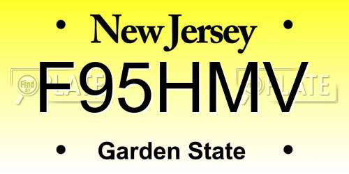 F95HMV New Jersey License Plate