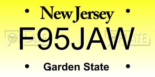 F95JAW New Jersey License Plate