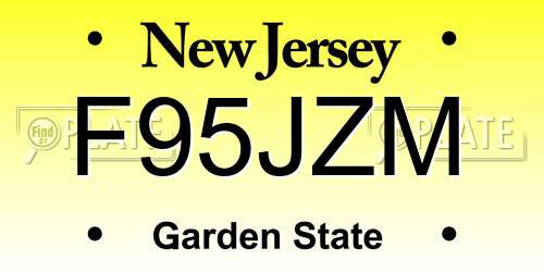 F95JZM New Jersey License Plate