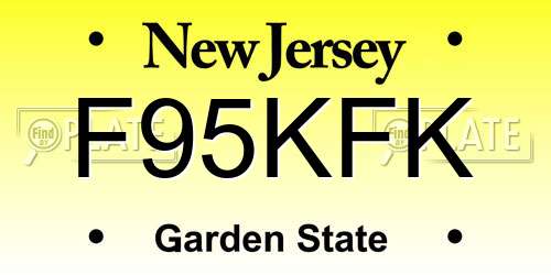 F95KFK New Jersey License Plate