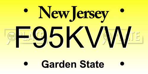 F95KVW New Jersey License Plate