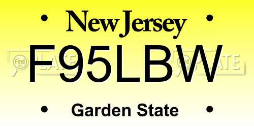 F95LBW New Jersey License Plate