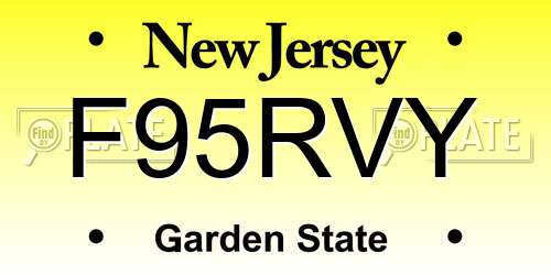 F95RVY New Jersey License Plate