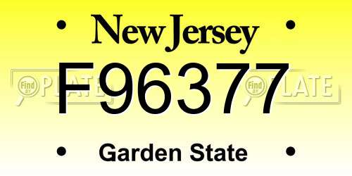 F96377 New Jersey License Plate