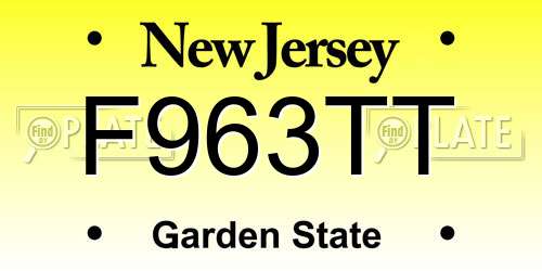 F963TT New Jersey License Plate