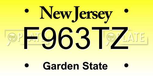 F963TZ New Jersey License Plate