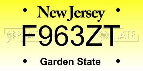 F963ZT New Jersey License Plate