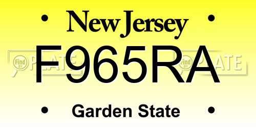 F965RA New Jersey License Plate