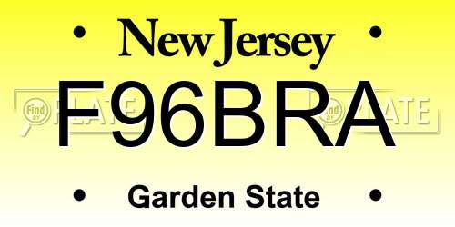 F96BRA New Jersey License Plate