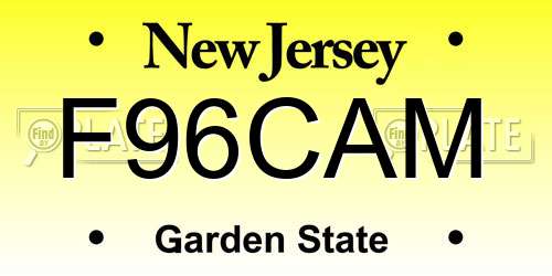F96CAM New Jersey License Plate