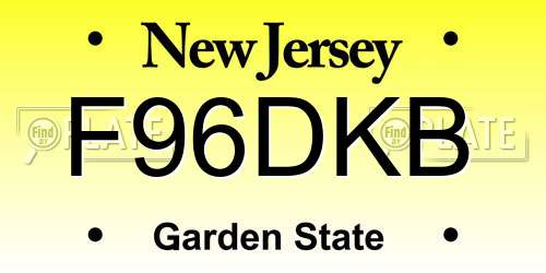 F96DKB New Jersey License Plate
