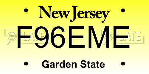 F96EME New Jersey License Plate