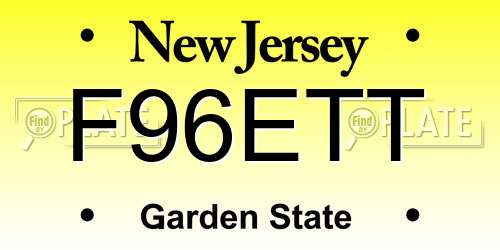F96ETT New Jersey License Plate