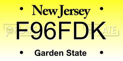 F96FDK New Jersey License Plate