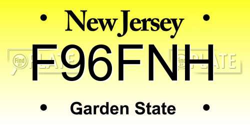 F96FNH New Jersey License Plate