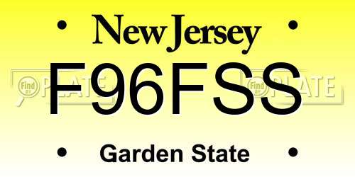 F96FSS New Jersey License Plate