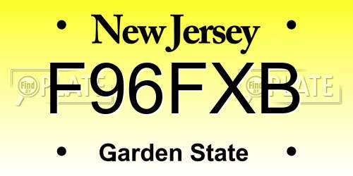 F96FXB New Jersey License Plate