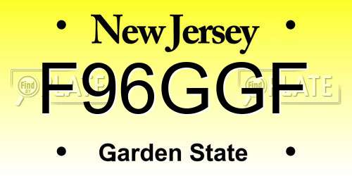 F96GGF New Jersey License Plate