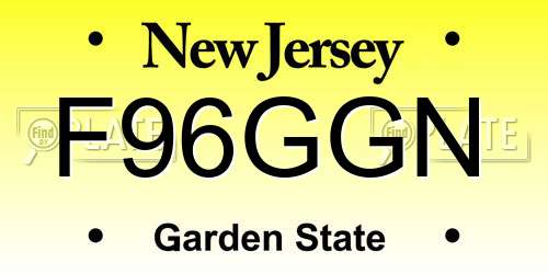 F96GGN New Jersey License Plate