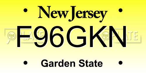 F96GKN New Jersey License Plate