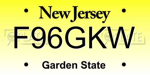 F96GKW New Jersey License Plate