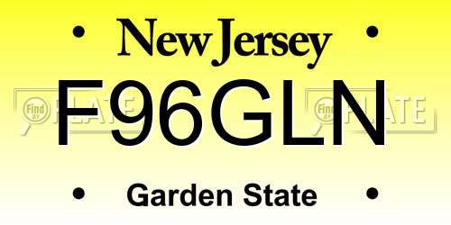 F96GLN New Jersey License Plate