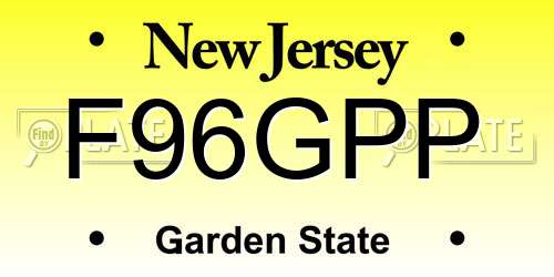 F96GPP New Jersey License Plate