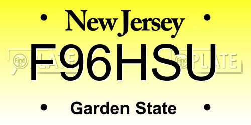 F96HSU New Jersey License Plate