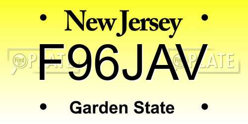 F96JAV New Jersey License Plate