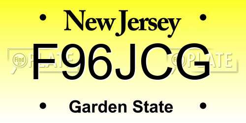 F96JCG New Jersey License Plate
