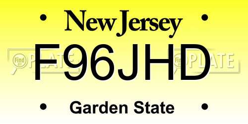 F96JHD New Jersey License Plate