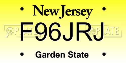 F96JRJ New Jersey License Plate