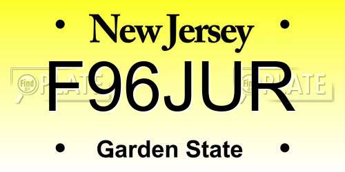 F96JUR New Jersey License Plate