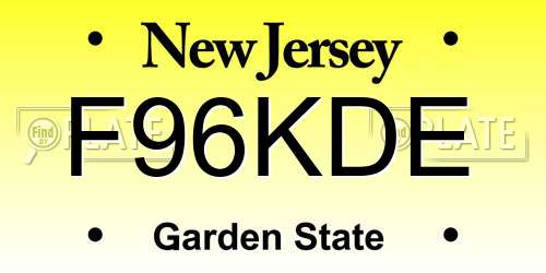 F96KDE New Jersey License Plate