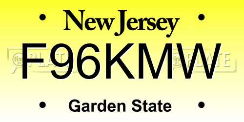 F96KMW New Jersey License Plate