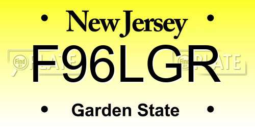 F96LGR New Jersey License Plate
